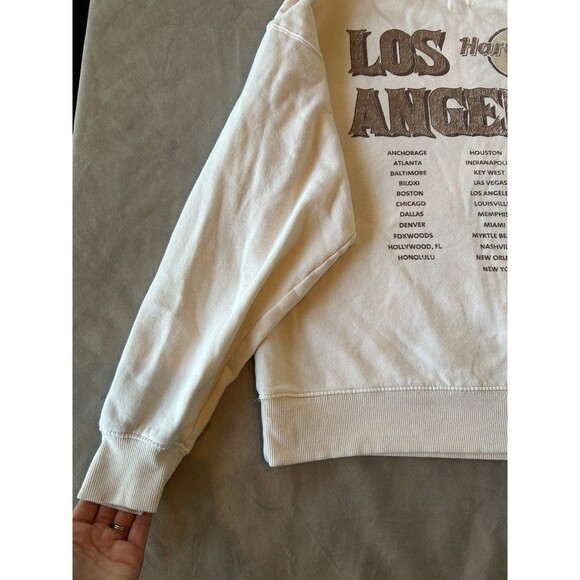 Hard Rock Cafe Los Angeles Crewneck Sweatshirt Medium Beige Pullover - Picture 4 of 9